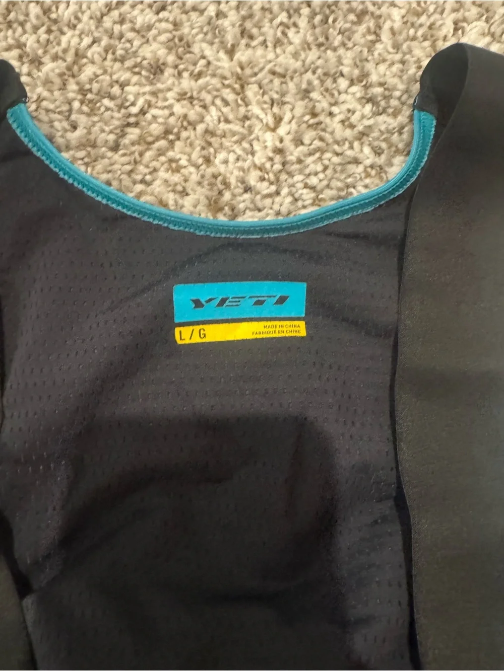 Yeti Black  Cycling Bib with Teal Trim